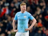 Manchester City midfielder Kevin De Bruyne in action during a Champions League clash with Liverpool at the Etihad Stadium on April 10, 2018