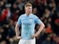 Manchester City midfielder Kevin De Bruyne in action during a Champions League clash with Liverpool at the Etihad Stadium on April 10, 2018