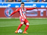 Atletico Madrid's Kevin Gameiro scores against Alaves on April 29, 2018