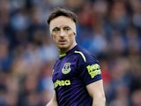 Everton defender Leighton Baines in action during his side's Premier League clash with Huddersfield Town on April 28, 2018