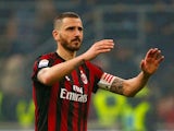 AC Milan defender Leonardo Bonucci in action during his side's Serie A clash with Inter Milan on April 4, 2018