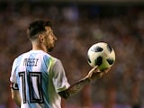Argentina and Barcelona forward Lionel Messi in action during an international friendly with Haiti on May 29, 2018