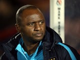 Patrick Vieira pictured during his time in charge of Manchester City's Under-21 team in October 2015