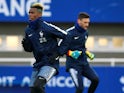 Paul Pogba and Hugo Lloris during a France training session in March 2018