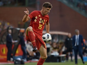 Belgium defender Thomas Meunier in action during his side's international friendly with Portugal on June 2, 2018