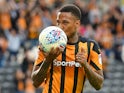 Hull City's Abel Hernandez celebrates scoring their fourth goal and completing his hat-trick against Burton Albion on August 12, 2017