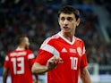 Russia's Alan Dzagoev in action during an international friendly in November 2017