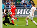 Russia's Aleksandr Samedov scores their first goal against Turkey on June 5, 2018