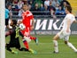 Russia's Aleksandr Samedov scores their first goal against Turkey on June 5, 2018