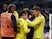 Colombia's Juan Quintero celebrates scoring their third goal from the penalty spot with teammates during an international friendly with France in March 2018