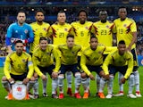 The Colombian team lines up prior to their international friendly with France in March 2018