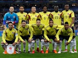 The Colombian team lines up prior to their international friendly with France in March 2018