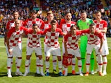 The Croatian team line up ahead of their international friendly with Brazil at Anfield on June 3, 2018