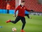 Liverpool's Danny Ward warms up on January 5, 2018