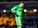 Birmingham City's David Stockdale looks dejected after Wolverhampton Wanderers score their first goal on December 4, 2017 