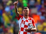Croatia's Dejan Lovren gestures at the end of the match against Brazil on June 3, 2018