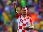 Croatia's Dejan Lovren gestures at the end of the match against Brazil on June 3, 2018