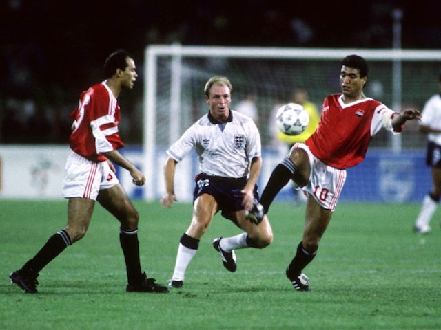 Egypt in action against England at the 1990 World Cup
