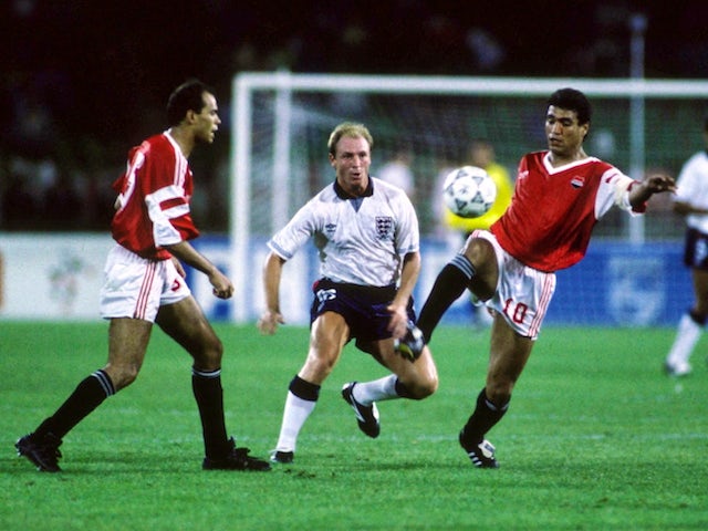 Egypt in action against England at the 1990 World Cup