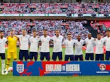 The England team lines up ahead of their international friendly with Nigeria in June 2018