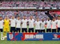 The England team lines up ahead of their international friendly with Nigeria in June 2018