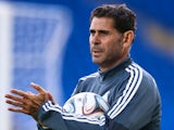 Real Madrid's assistant coach Fernando Hierro during training on August 11, 2014