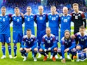 The Iceland team lines up prior to their international friendly with Norway in June 2018