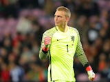 Netherlands' Jasper Cillessen celebrates during a friendly against Portugal on March 26, 2018 