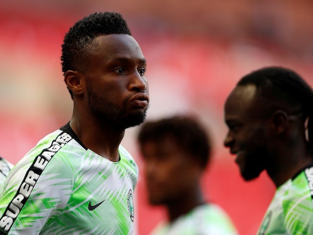 Nigeria's John Obi Mikel warms up ahead of his side's international friendly with England at Wembley on June 2, 2018