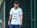 Lionel Messi during an Argentina training session on June 6, 2018