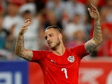 Austria's Marko Arnautovic reacts during a friendly against Russia on May 30, 2018