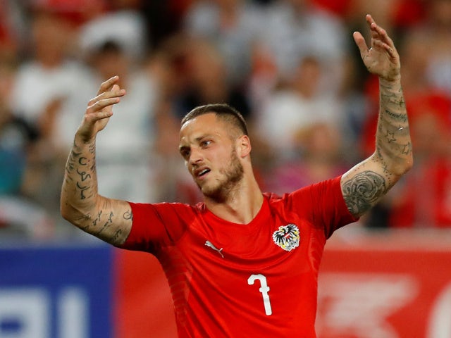 Austria's Marko Arnautovic reacts during a friendly against Russia on May 30, 2018