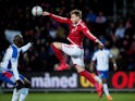 Denmark's Nicklas Bendtner competes with Panama's Felipe Baloy on March 22, 2018