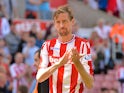 Peter Crouch in action for Stoke City as they tumble out of the Premier League on May 5, 2018