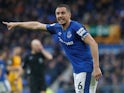 Everton's Phil Jagielka gestures during the game against Brighton & Hove Albion on March 10, 2018