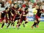 Portugal players react after beating England on penalties in the 2006 World Cup quarter-final