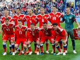 The Russian team poses ahead of their international friendly with Turkey in June 2018