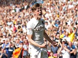 Leeds United's Tom Pearce celebrates scoring their first goal against Barnsley on April 21, 2018