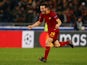 Roma's Alessandro Florenzi celebrates at the end of the match against Barcelona on April 10, 2018