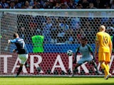 Antoine Griezmann scores from the spot during the World Cup group game between France and Australia on June 16, 2018