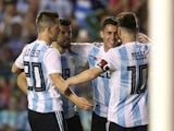 Argentina players celebrate during their international friendly with Haiti in June 2018