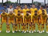 The Australia team line up before their friendly with the Czech Republic on June 1, 2018