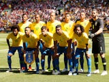 The Brazil team line up before their friendly game with Croatia on June 3, 2018