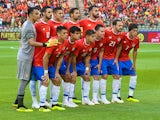 The Costa Rica team line up before their friendly game with Belgium on June 11, 2018