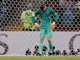 David de Gea looks downbeat during the World Cup group game between Portugal and Spain on June 15, 2018