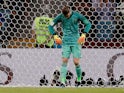 David de Gea looks downbeat during the World Cup group game between Portugal and Spain on June 15, 2018