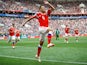 Russia's Denis Cheryshev celebrates after scoring during his side's World Cup Group A clash with Saudi Arabia at the Luzhniki Stadium in Moscow