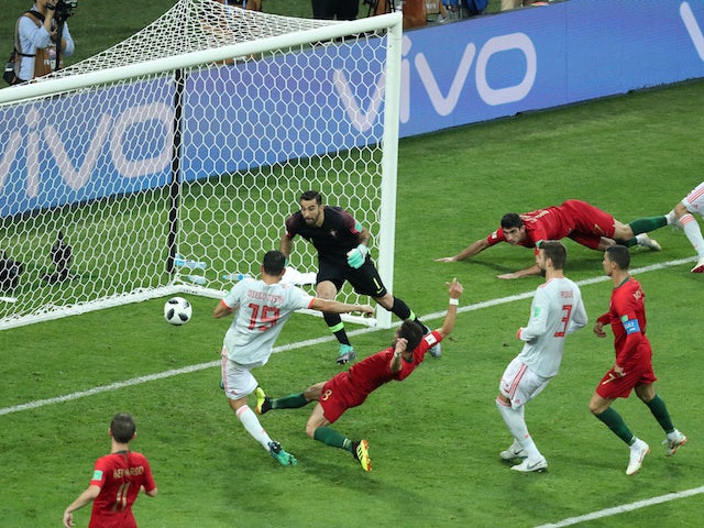 Diego Costa nabs the second equaliser during the World Cup group game between Portugal and Spain on June 15, 2018
