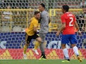 Belgium's Dries Mertens celebrates scoring their first goal in the friendly against Costa Rica on June 11, 2018