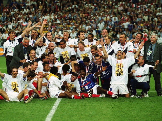 France celebrate their success at the 1998 World Cup